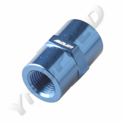 US SHIP 1/4'' NPT To 1/4'' NPT Female Straight Union Fitting Adapter Aluminum Blue