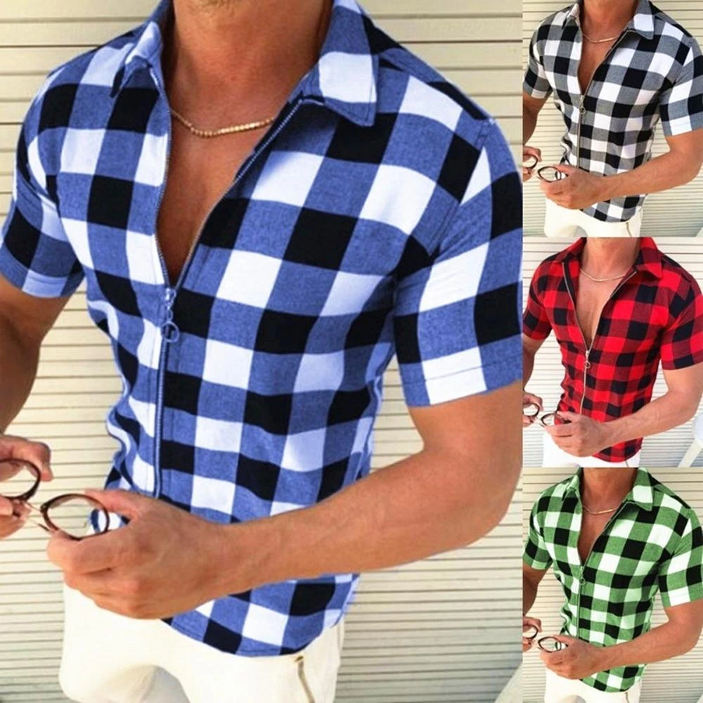 Camisa Hombre Manga Corta Corte Pegado Strech Camisas