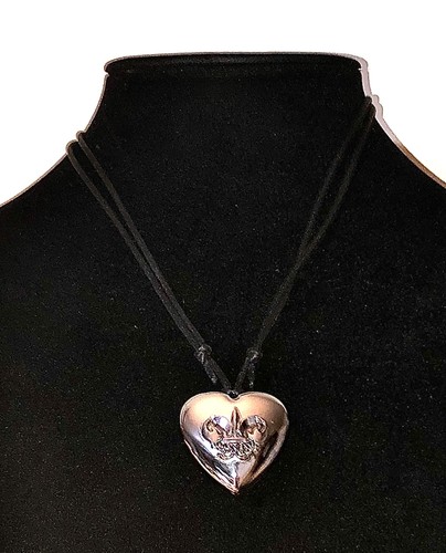 Silver Victorian Heart Ornament Valentine Floral Repousse Pansy Antique - Picture 20 of 24
