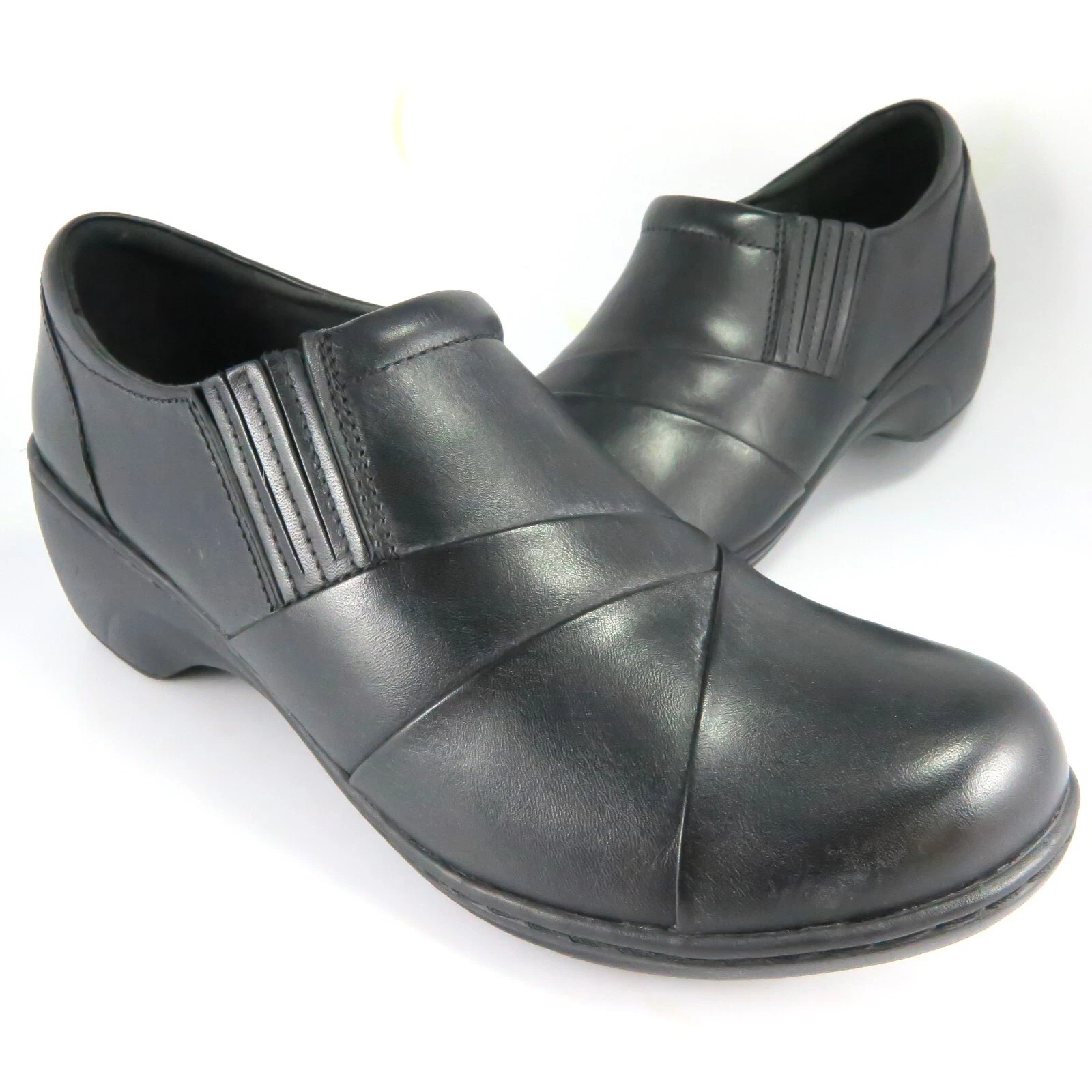 Mocassini Clarks GENETTE donna taglia 10M stivaletti neri in pelle con zip laterale shooties