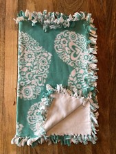 Handmade Heart FLEECE TIE BLANKET Throw for Stroller or Dogs 30x24 inches