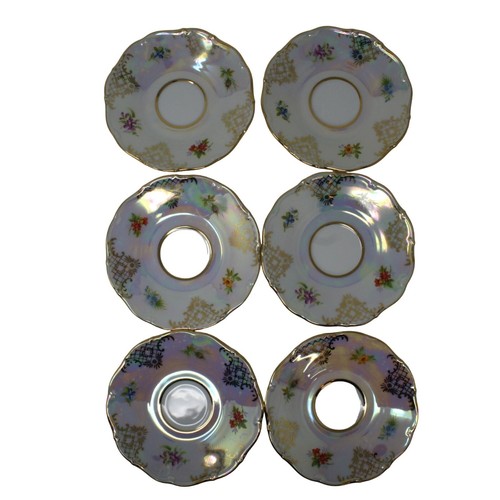 Moritz Zdekauer Czech Republic Iridescent Porcelain Tea Cup And Saucer 12PC Set - Picture 10 of 12