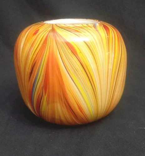 Murano Cased Art Glass Vase Abstract swirl Italian Glass