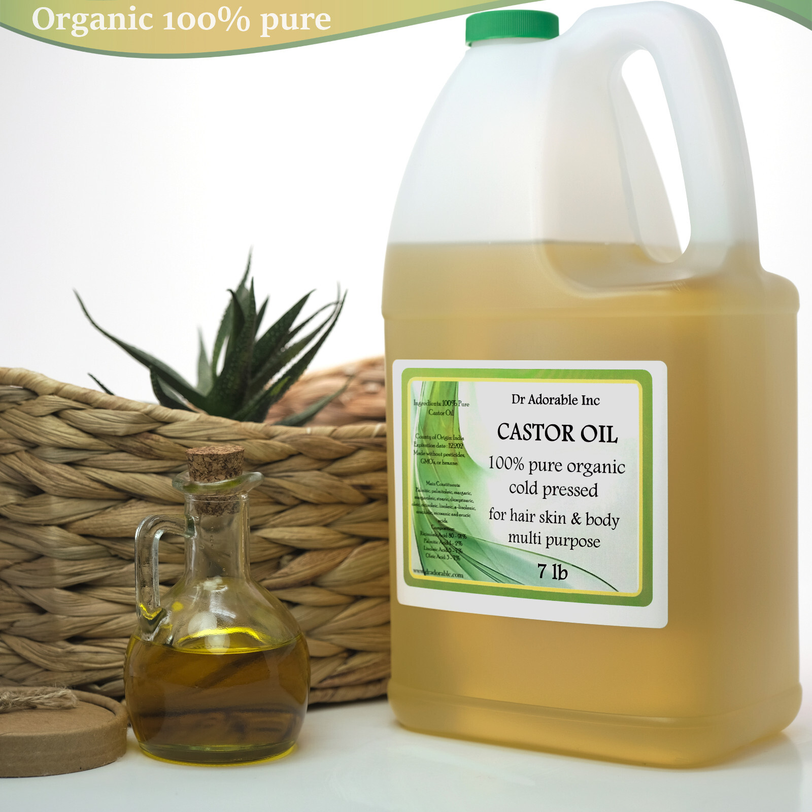 CASTOR OIL PURE ALL NATURAL CARRIER OIL ORGANIC BY DR.ADOROBLE 2 OZ UP TO GALLON