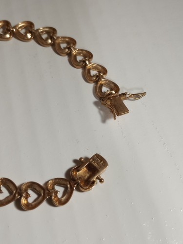 Vintage Ross Simons Tennis Gliederarmband Gold Vermeil Open Heart CZ Sterling 925 - Bild 9 von 12
