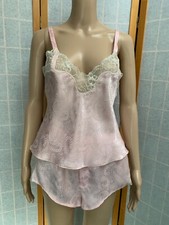 Vintage Cacique Satin Cami/Short Lingerie PJ Set Pink S