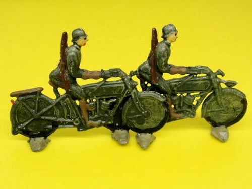 Moto giocattolo militare vintage piccolo piombo pressofuso prima o seconda guerra mondiale - Foto 3 di 11