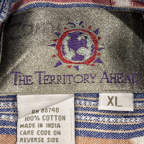 Territory Ahead Mens Short Sleeve Shirt Blue Aztec Southwest Button Up Sz XL - Picture 8 of 11