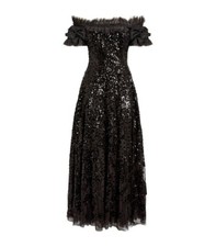 Needle & Thread UK12 US8 sequin wreath off-shoulder ball gown long formal dress