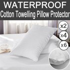 2/4/6 Pack Waterproof Pillow Protector Terry Cotton Towelling Pillow Cover Case