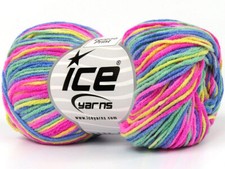 8-Skein Lot Lorena Print Yarn Light Cotton 8x50g/160m Rainbow