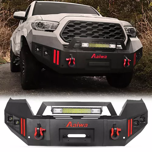 Protector de parachoques delantero o trasero con luces LED y anillos en D para Toyota Tacoma 2016-2023 - Imagen 14 de 16