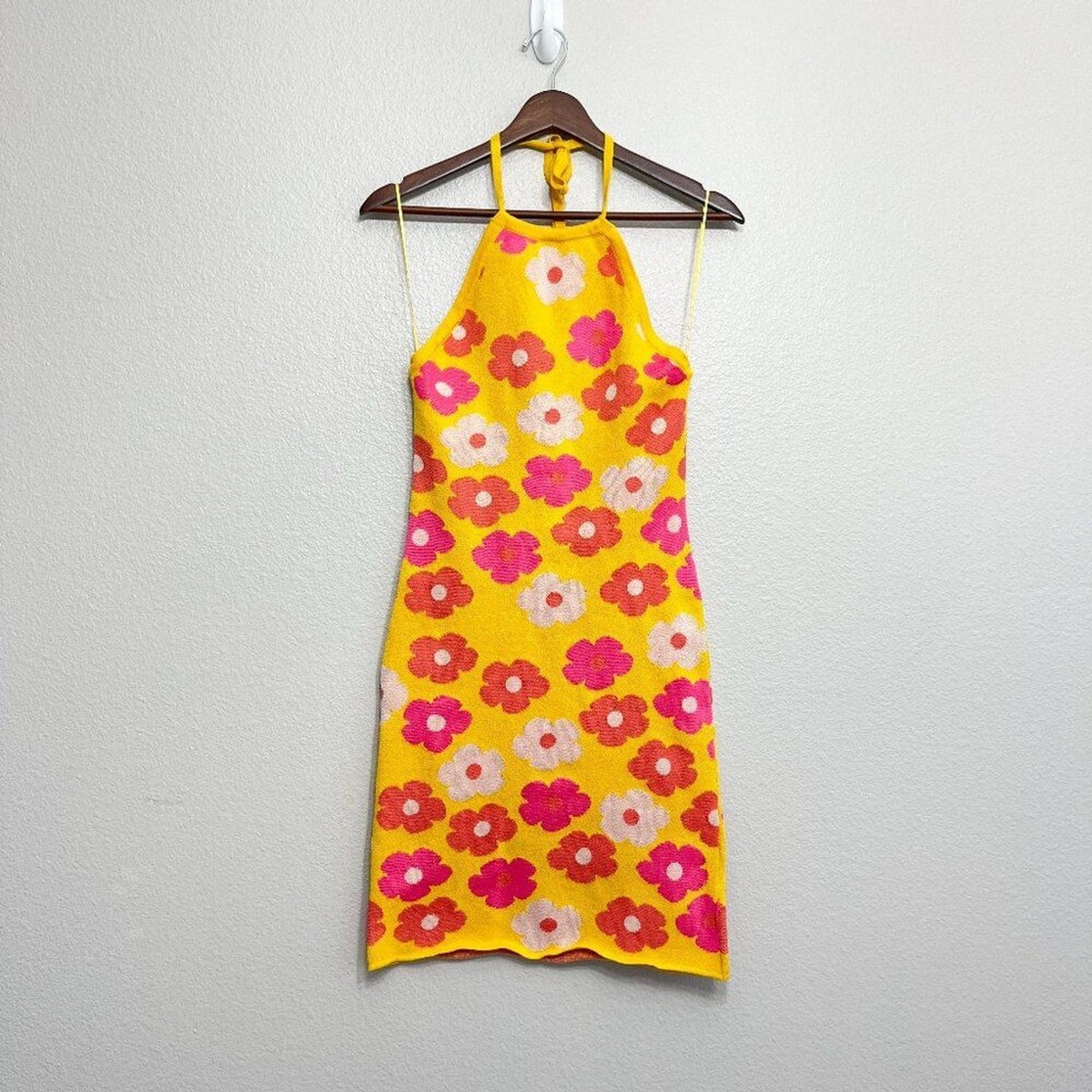 Altar'd State Floral Halter Knit Dress Size Medium Women's