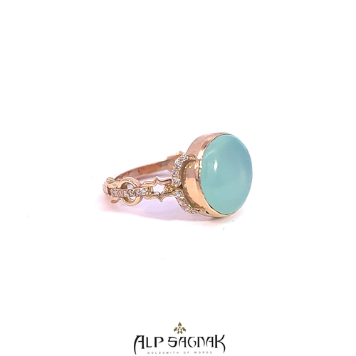 Alp Sagagnak 18K Gelbgold Ring Diamanten Chalcedon - Video 1 von 1