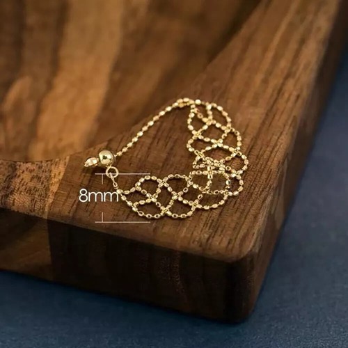 18K Solid Gold Bead Beaded Rings Braided Fashion Beautiful Jewelry Adjustable - Picture 4 of 9