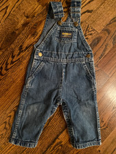 Vintage OSHKOSH Vestback Stonewash Denim Jean OVERALLS USA Toddler Unisex 24 mo