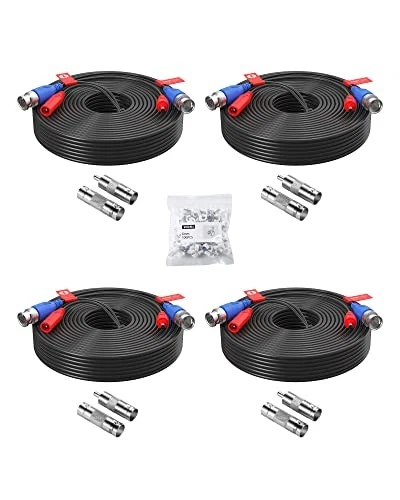  4 Pack 60Feet 18m All-in-One CCTV Video Power Cables, BNC Extension Wired - Image 2 of 4