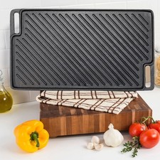 Gusseisen Grillplatte Guss rechteckig 25*46cm Gusseisenplatte für BBQ Gas Ofen
