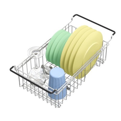 Expandable Dish Drying Rack Over the Sink Small Dish Drainer in Sink Adjustab...