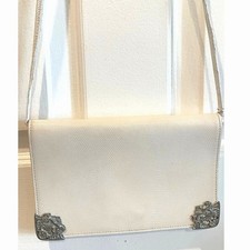 Vintage Glen Miller for Ann Turk White Leather Crossbody Clutch Silver Hardware