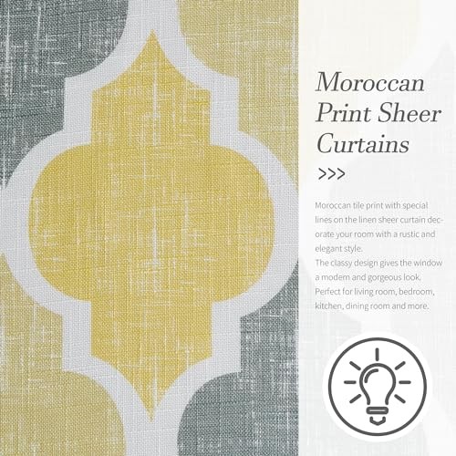 Linen Semi Sheer Curtains 63 Inches Long 2 Panels for Bedroom Living Room - Picture 6 of 7