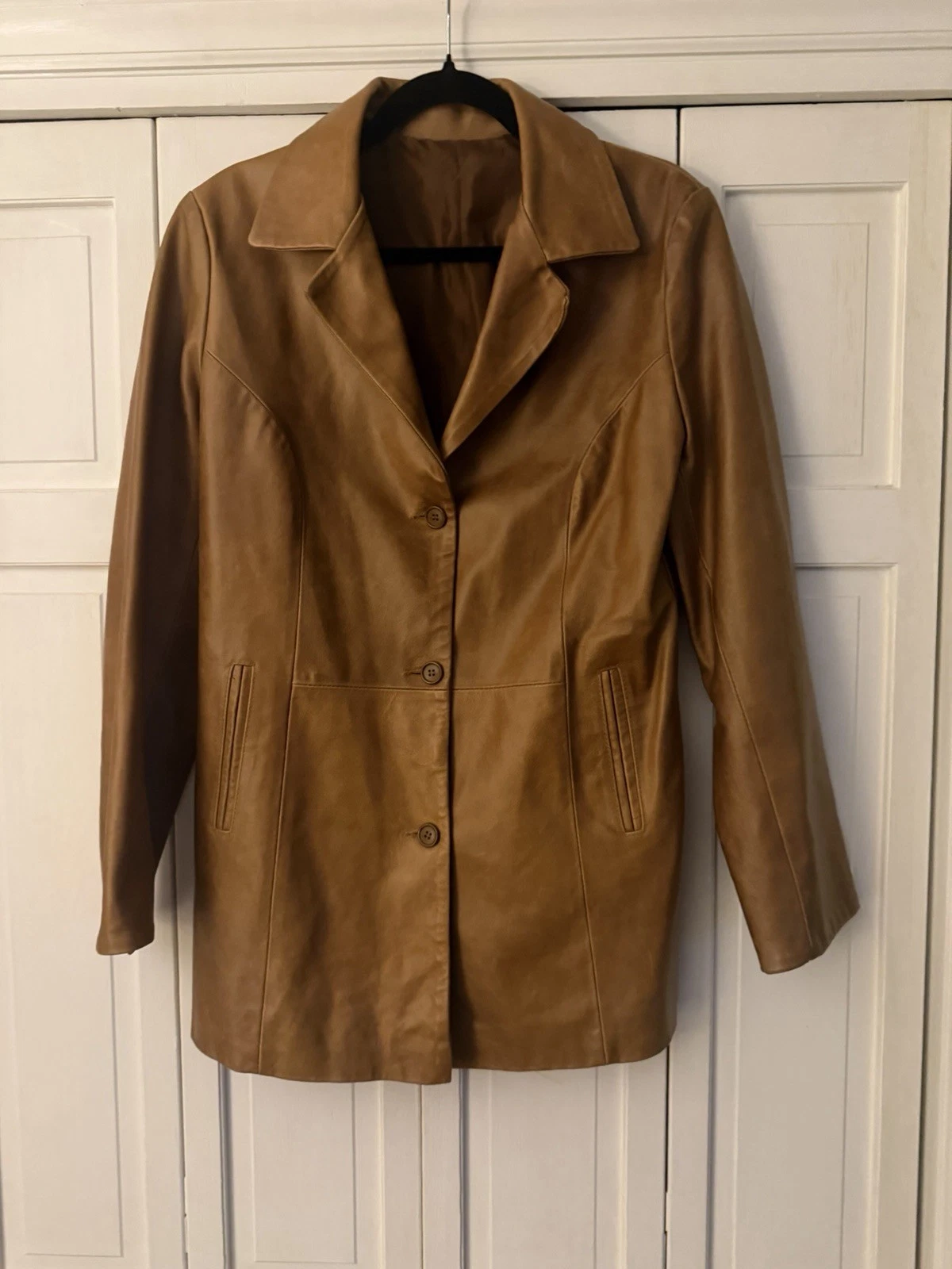 Italian Leather Men’s Vera Pelle Firenze Leather Jacket Brown HTF Size 46 image 2