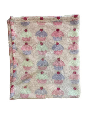 Cutie Pie Baby Blanket Cupcakes Pink Purple Soft 28x38