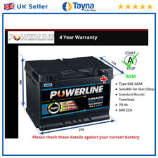 AGM Car Battery fits VAUXHALL GRANDLAND X ADAM MERIVA VIVA Stop Start