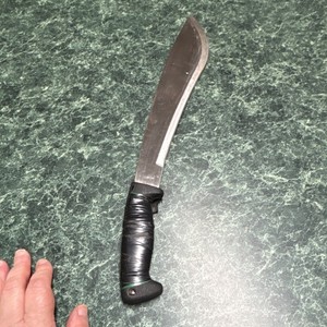 Bolo Machete Carbon Steel Blade Black Plastic Handle Sheath Lanyard Hole