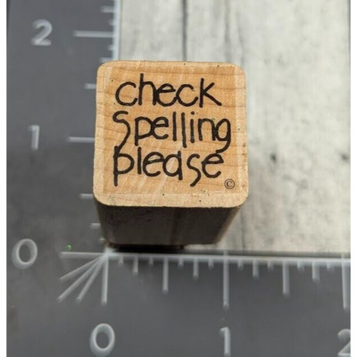 Dots Check Spelling Please Block Rubber Stamp Wood #i92