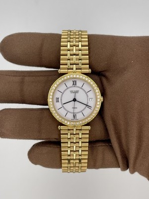 Van Cleef & Arpels 14302B1 30mm 18k Yellow Gold Diamond Bezel Watch
