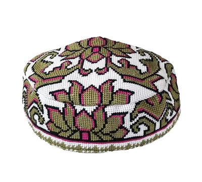 UZBEK IROQI TRIBAL HAND EMBROIDERED SILK HAT - UNISEX - APPROX 22 INCHES