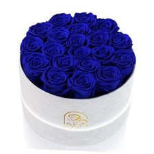 Gifts for Women Preserved Roses Flower Box, Luxury Velvet 20 Roses Royal Blue