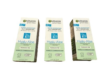 Garnier Super Hydrating 3-in-1 Serum Eye Gel Hyaluronic Aloe 2.4oz Puffiness 3pc