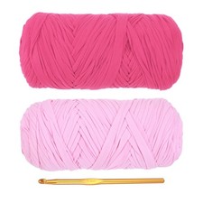 T-Shirt Yarn for Crocheting with Hook, 2 Pack 400g/130 Yards Yarn(Pink/Rose Red)