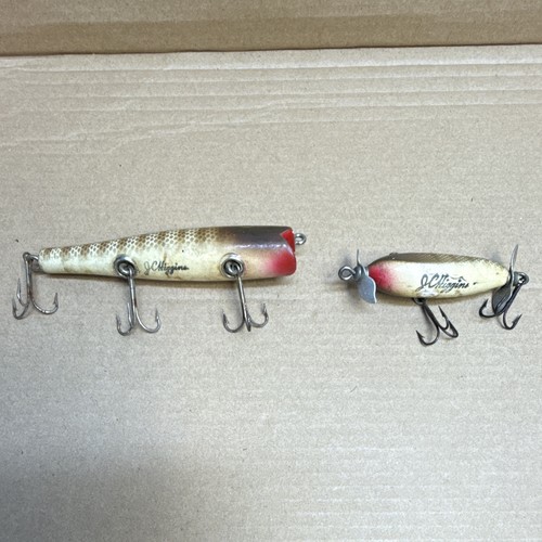 2 J.C. Higgins Vintage lures Wounded Propeller & topwater twitchbait pikey color