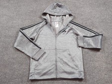 Adidas Jacket Youth Large Gray Full Zip Track Lightweight Hood