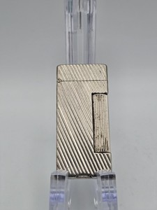 VINTAGE DUNHILL ROLLALITE GAS LIGHTER SILVER TONE DIAGONAL REED PAT 2102108...