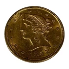 US Mint Gold Coin 1852 Liberty Head Half Eagle $5 Gold Piece Vintage Americana