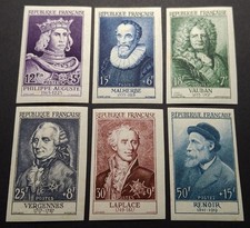 Grande Série Non Dentelée de France 1955 N°1027-32 Personnages 6v  **/TB  €250