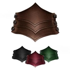 Viking Leather Corset Belt Medieval Brown Elastic Waistband Wide Renaissance