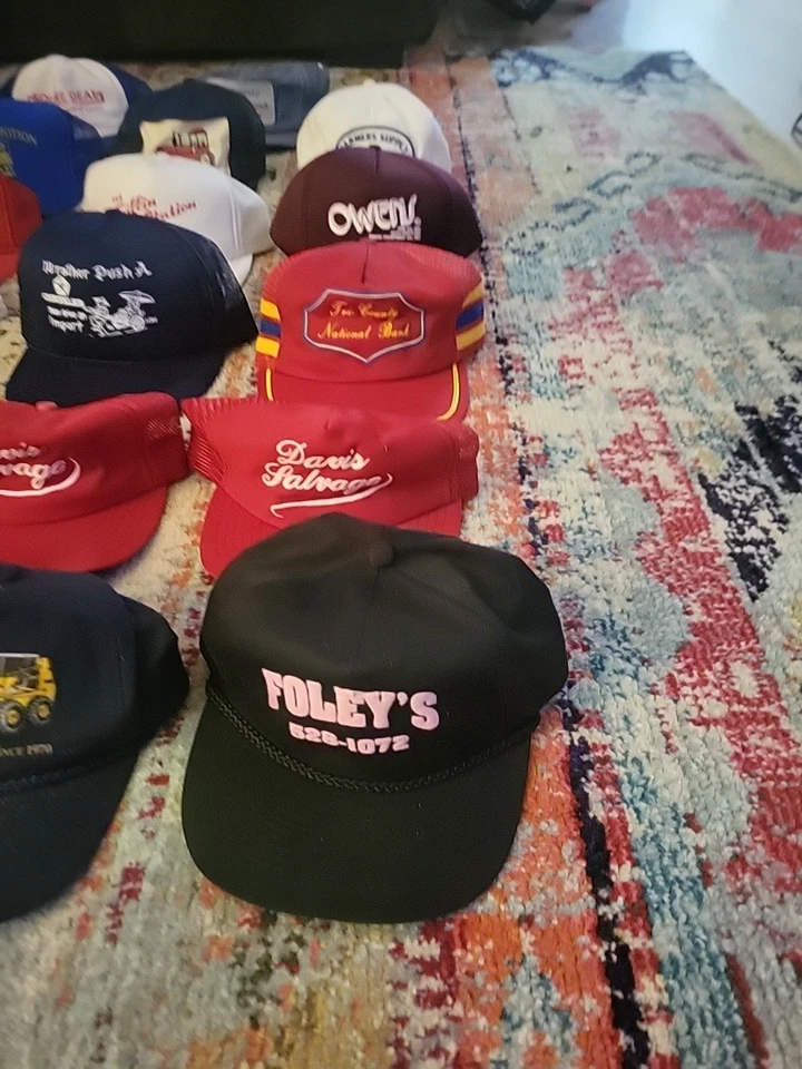 Лот из 20 винтажных шляп для рабочей одежды фермер/местный бизнес 80-е 90-е стиль дальнобойщика ретро - Изображение 4 из 4