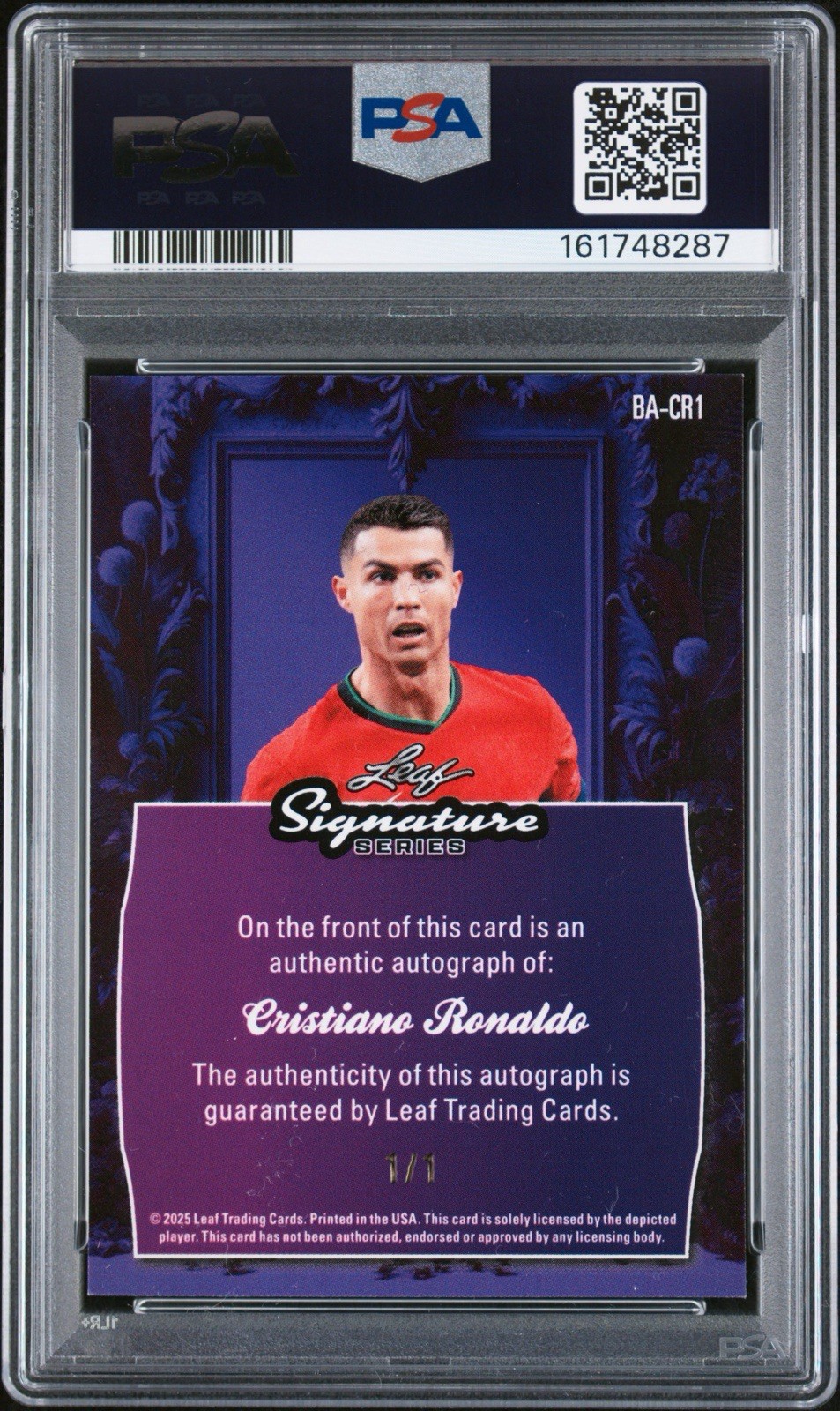 2025 Leaf Signature Series Cristiano Ronaldo Auto Purple Lava Auto 1/1 view 2