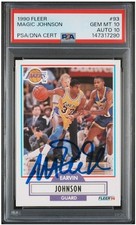 1990 Fleer Magic Johnson PSA 10 AUTO 10 RARE! HOF MVP Lakers #93 PERFECT CARD!