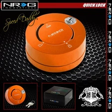NRG THIN STEERING WHEEL SHORT 6-HOLE QUICK RELEASE LOCK W/KEY ADAPTOR KIT ORANGE