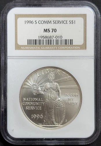1996 S Community Service Silver Dollar - NGC MS70 ( 40615 )