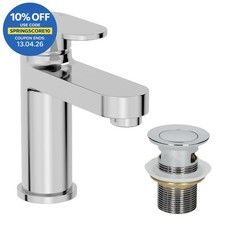 Bathroom Modern Basin Sink Mixer Tap Waste Single Lever Chrome Round Cloakroom