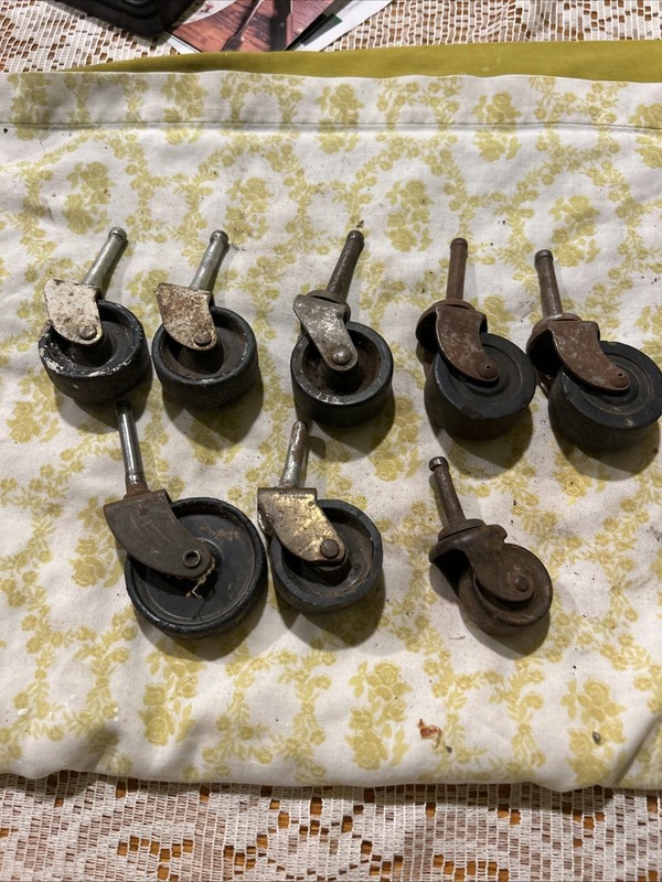 Antique Furniture Castors Trolley  Rubber Wheels Old Vintage Art Deco Lot Of 8