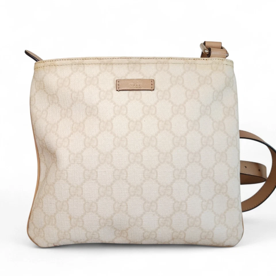 Bolso de Hombro Bandolera GUCCI GG Supreme Web 201538 Borde de Cuero USADO Italia Foto 3 de 4