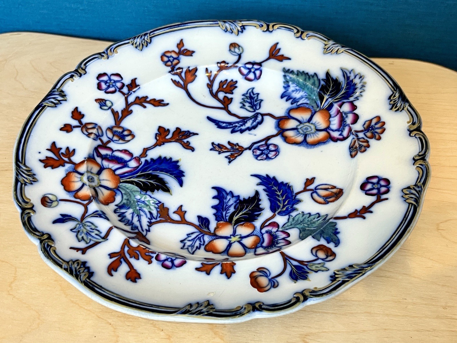 Antique Ridgway Flow Blue Dinner Plate Pattern 2667 c1840 26.5cm image 4